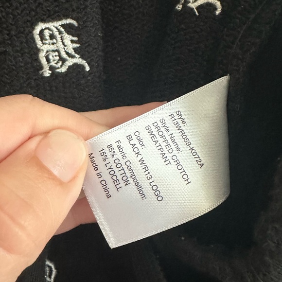 R13 Jogger Drop Crotch Logo‎ Printed Sweat  Pants Unisex Size M - Picture 7 of 10